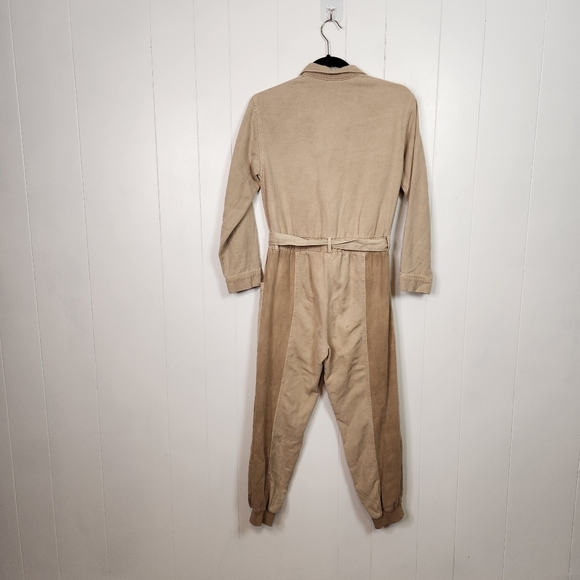 Zara Girls One piece Jumpsuit Union Suit Pants Long Sleeve Utility Beige 11 12 - Picture 5 of 8